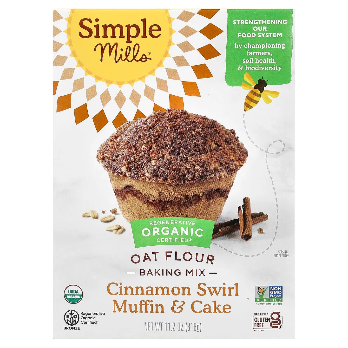Organic Cinnamon Swirl Muffin and Cake Oat Flour Baking Mix